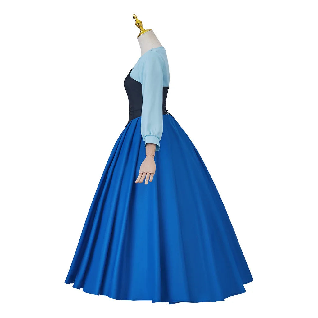 Adult Anime Mermaid Ariel Princess Cosplay Costumes Long Sleeved Waist Princess Gown Dress Girls Stage Performance Party Costume