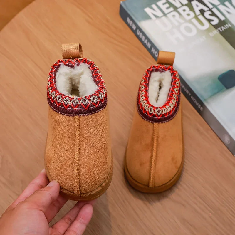 2026 New Fashion Children's Ankle Boots Soft Winter Causal Girls Cotton Shoes Solid Color Kids School Plush Boots Warm Shoes