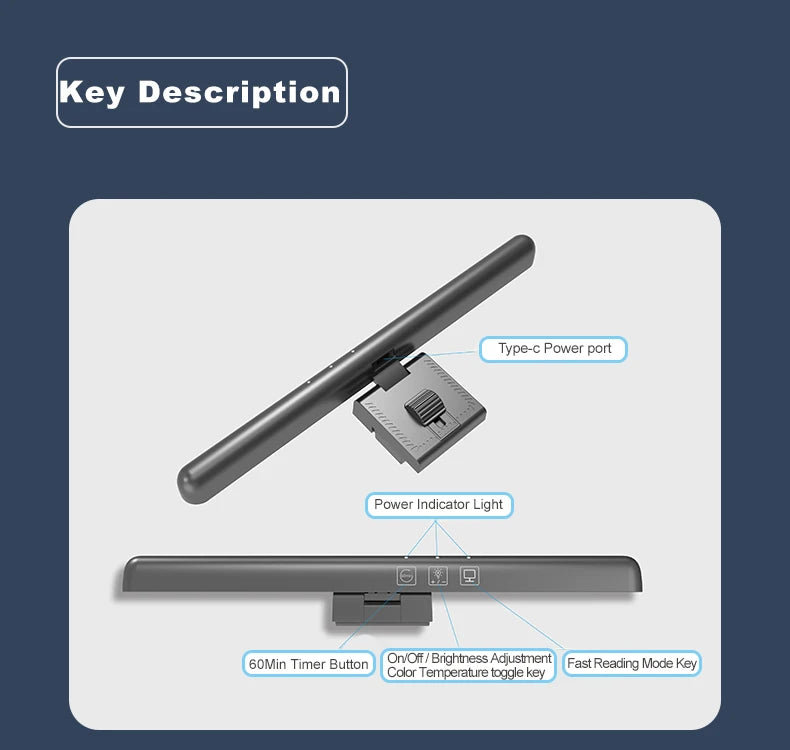 LED Computer Monitor Light Bar For Learning/Reading/Work Dimming Night Lighting Display Screen Hanging Lamp Eye Protection Lamp