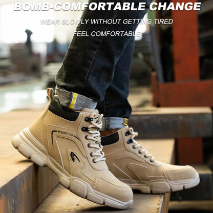 Steel Toe Safety Shoes Men, Anti-Puncture Anti-Smash Non Slip Industrial Work Boots Lightweight Kevlar-Midsole Protective Shoes