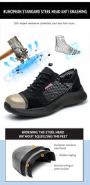 Breathable Men Work Shoes Summer Safety Shoes Lightweight Protective Sneakers Safety Steel Toe Shoes Men Puncture-Proof boots