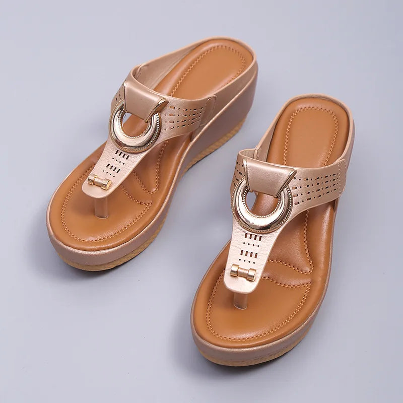 Women New Summer Sandals Open Toe Beach Shoes Flip Flops Wedges Comfortable Slippers Cute Sandals Plu Size Chaussure Femme