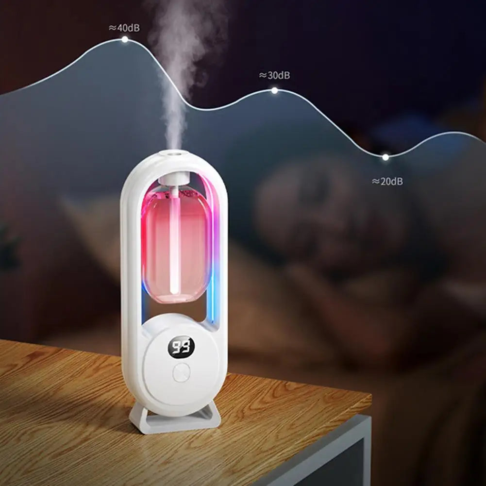 Automatic Fragrance Diffuser, USB Powered Essential Oil Diffuser with Spraying & Light, Home Fragrance for Living Room, Bedroom