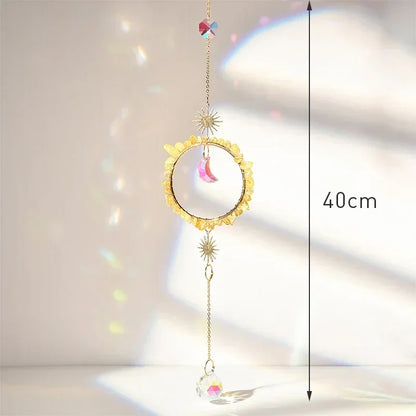 Colgante de cristal para jardín, atrapasol, campanillas de viento, prisma arcoíris, cadena de cristal para ventana, campana colgante, árbol de Navidad, decoración del hogar