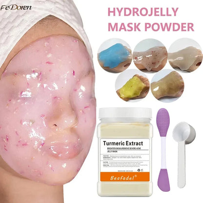 Mascarilla de hidrogelatina suave de 650 g en polvo, mascarilla de hidrogelatina casera, exfoliante con ácido hialurónico, mascarilla facial de rosas para el cuidado de la piel.
