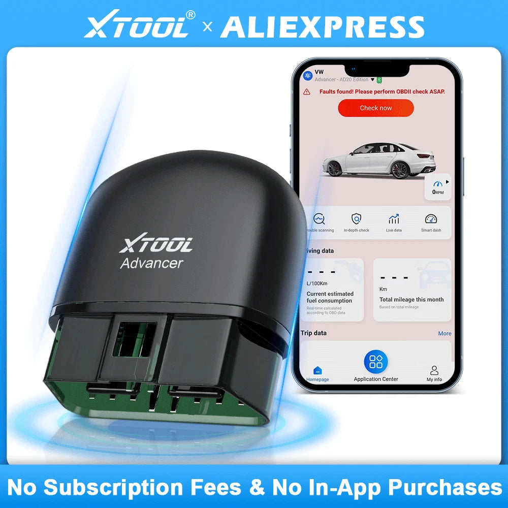 XTOOL Advancer AD20 Mini Bluetooth 5.0 OBD2 Escáner con funciones OBD2 completas Herramienta de diagnóstico de coche Lectura/borrado de códigos de falla Universal