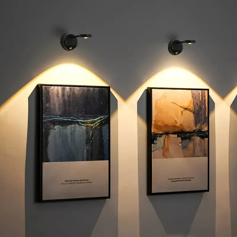 USB Rechargeable Intelligent Human Sensing Wireless Wall Light Dimmable Led Spotlight for Lighting Paintings Pictures Spotlights