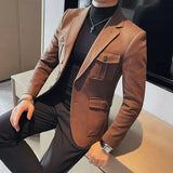 Plus Big Size Oversize Man Suits and Blazers Single Breasted Coats Gray Jacket for Men High Quality Fashion 2024 Menswear