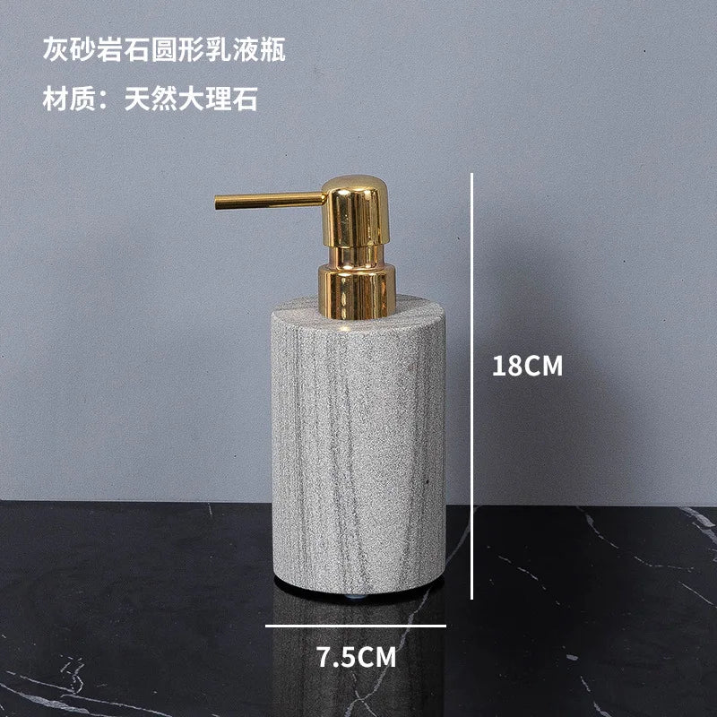 Nordic natural grey marble bathroom accessories Soap dispenser cotton swab jar tissue box soap dish tray bathroom decoration