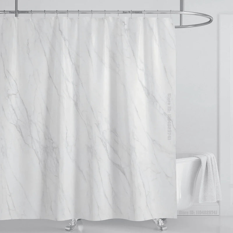 Cortina de ducha impermeable de mármol, cortina de ducha impermeable para decoración de baño, cortina de ducha impresa, lavable, con ganchos
