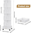 Wooden 4-layer Corner Bookshelf Can Rotating Movable Bookshelf With Single Drawer/Wheels/Storage Shelf For Study/Bedroom/Home