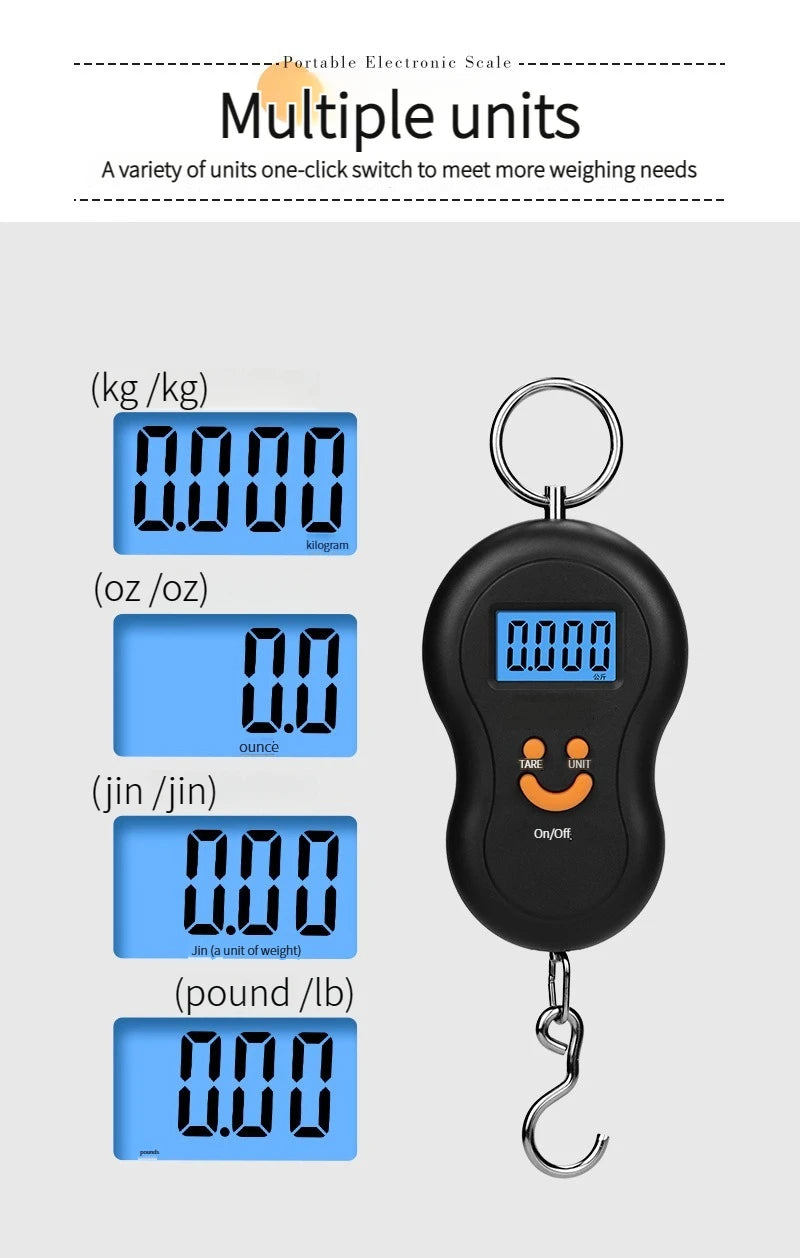Electronic 50Kg 10g Hanging Scale LCD Kitchen Digital Scale BackLight Fishing Weights Pocket Scale Travel Luggage Scales