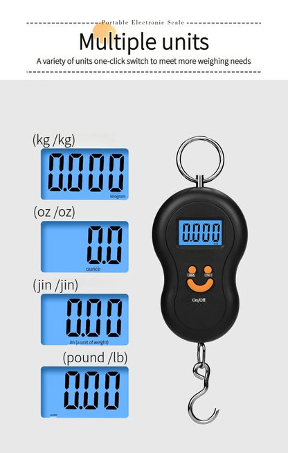 Electronic 50Kg 10g Hanging Scale LCD Kitchen Digital Scale BackLight Fishing Weights Pocket Scale Travel Luggage Scales