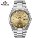 Relógio masculino automático vintage 36mm mostrador champagne em aço inox