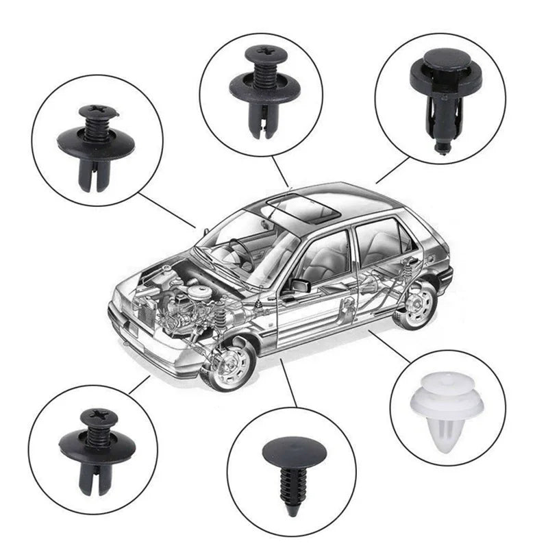 Clip de sujeción para guardabarros de coche, pasador de retención, remache, parachoques para panel de puerta, kit de sujeción, bolsa/caja, 50/100 piezas