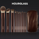 10pcs/set Hourglass Makeup brushes Powder Eyeshadow Domed Crease Make up brush Stippling Angled Shadow Brow with cosmeetic bag