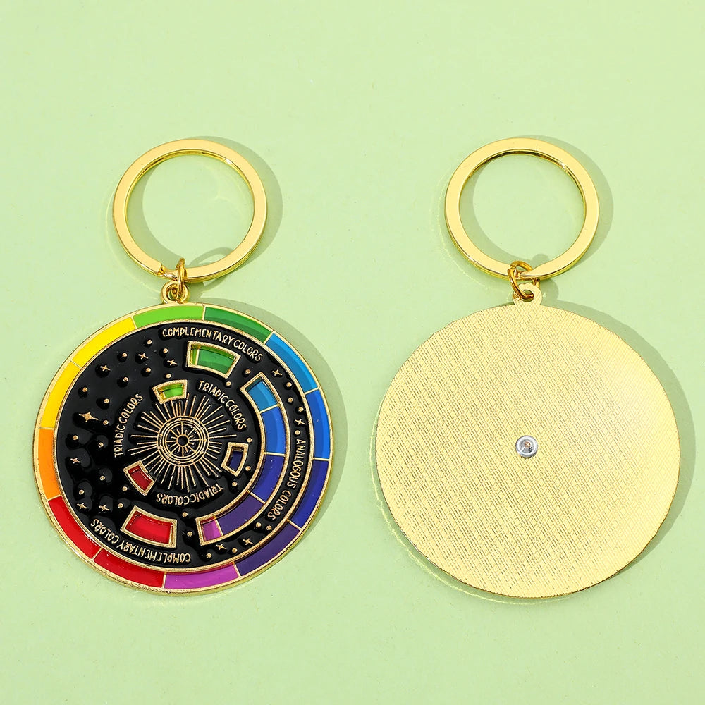 Chaveiro de roda colorida para pintores, chaveiro interativo, chaveiros de arte, presentes