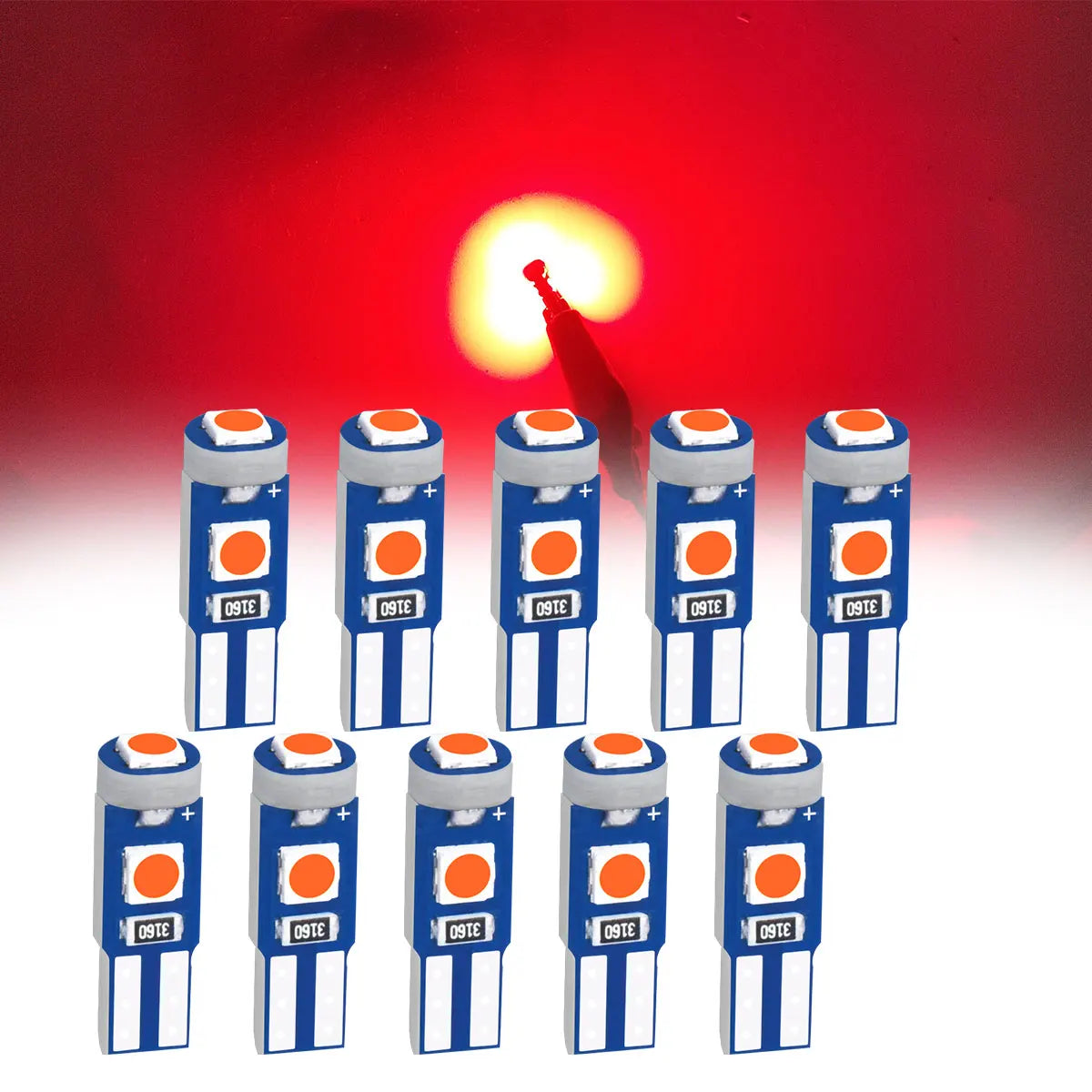 High Brightness 3030 Chips 10Pcs of T5 Led Bulb W3W W1.2W Play and Plug Car Interior Lights Auto Instrument Lamp 12V/24V