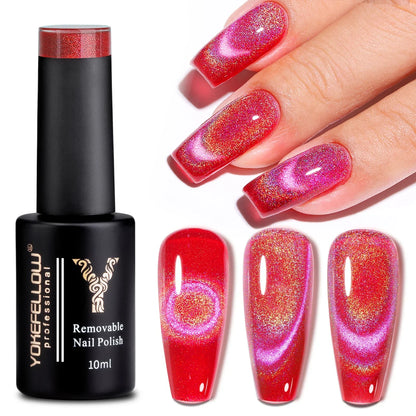 Esmalte de uñas en gel YOKEFELLOW Cat Eye de 10 ml, esmalte de uñas magnético plateado, esmalte de uñas en gel profesional para manicura DIY.