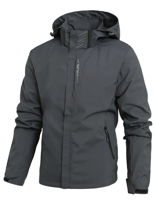 Chaqueta impermeable ligera para hombre, con capucha, para exteriores, para senderismo, cortavientos