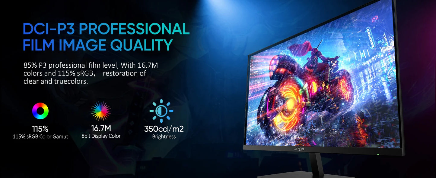 ARZOPA 27inch Monitor 180Hz QHD 2K FastIPS FreeSync Portable Gaming Monitor Second Screen M1RC