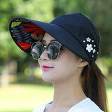 Fashion Women's Ladies Summer Vacation Wide Brim Foldable Sun Hat Anti-UV Beach Visor Caps Casual Hats