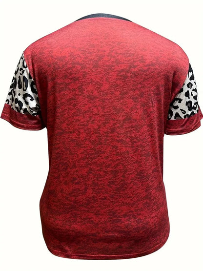 Camiseta con estampado de corazón a cuadros para mujer, primavera y verano 2024, informal, de manga corta, talla grande 