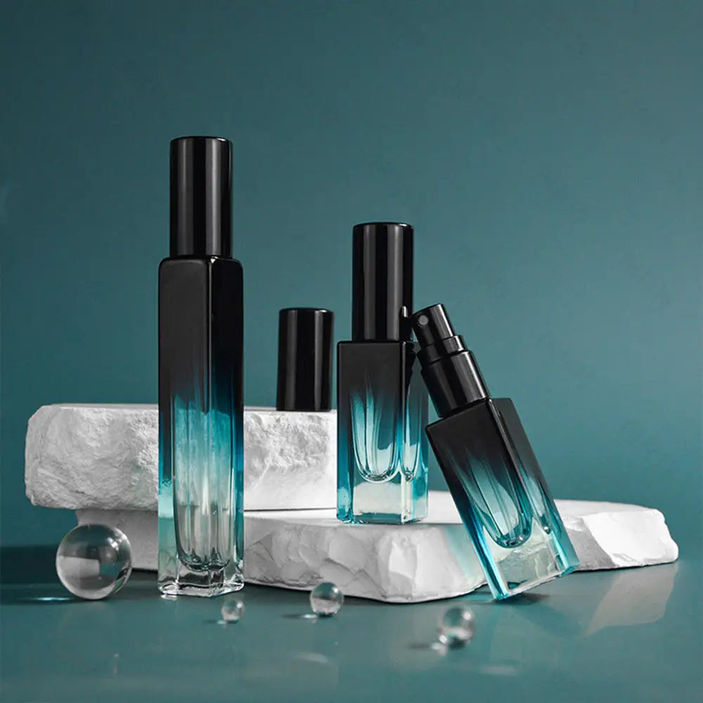5ml/10ml Gradient Color Perfume Bottle Square Glass Spray Bottle Travel Portable Sample Fragrance Atomizer Refillable Container