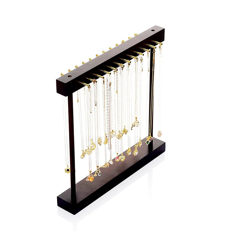 DIY Assembly Simple Solid Wood Necklace Display Rack Large Capacity Jewelry Display Stand Collection Pendant Rack Ornaments Display Stand Props