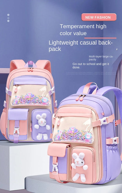Mochila escolar ligera Kawaii para niñas de primaria 2025, impermeable, colorida, de viaje, ideal como regalo.