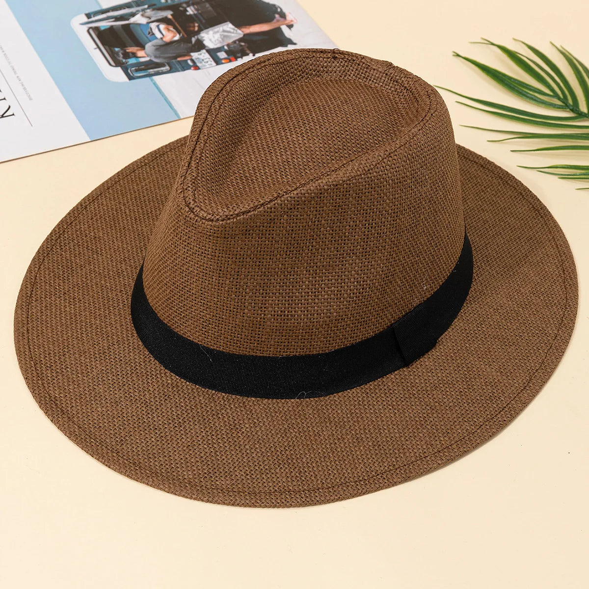 Hat, male, summer vacation, beach hat, English style, wide-brimmed sun hat, sun-shading hat, Panama straw hat, female