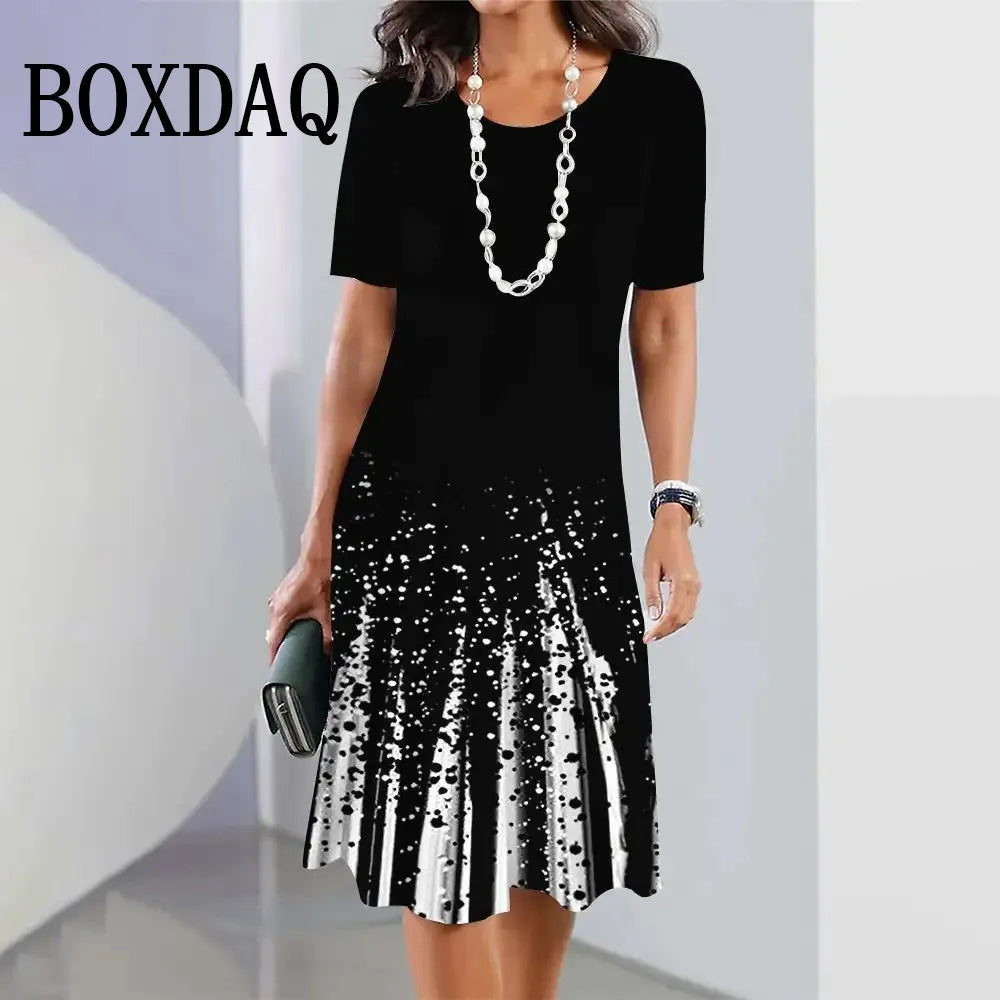 Plus Size Women Dresses Summer Fashion Gradient Printed Dress Casual Street Short Sleeve O-Neck Loose A-Line Dress Big Sizes 9XL