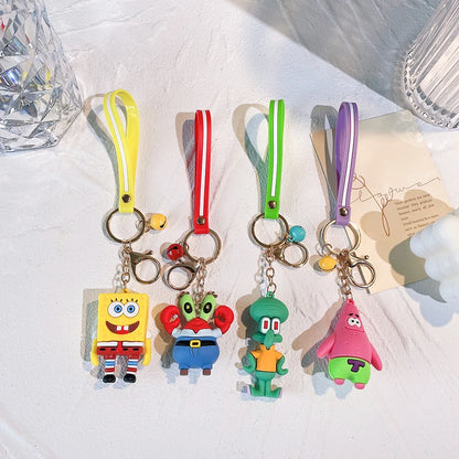 SpongeBob Creative Cute Soft Plastic Doll PVC Keychain Car Keychain Pendant Small Gift Doll Machine