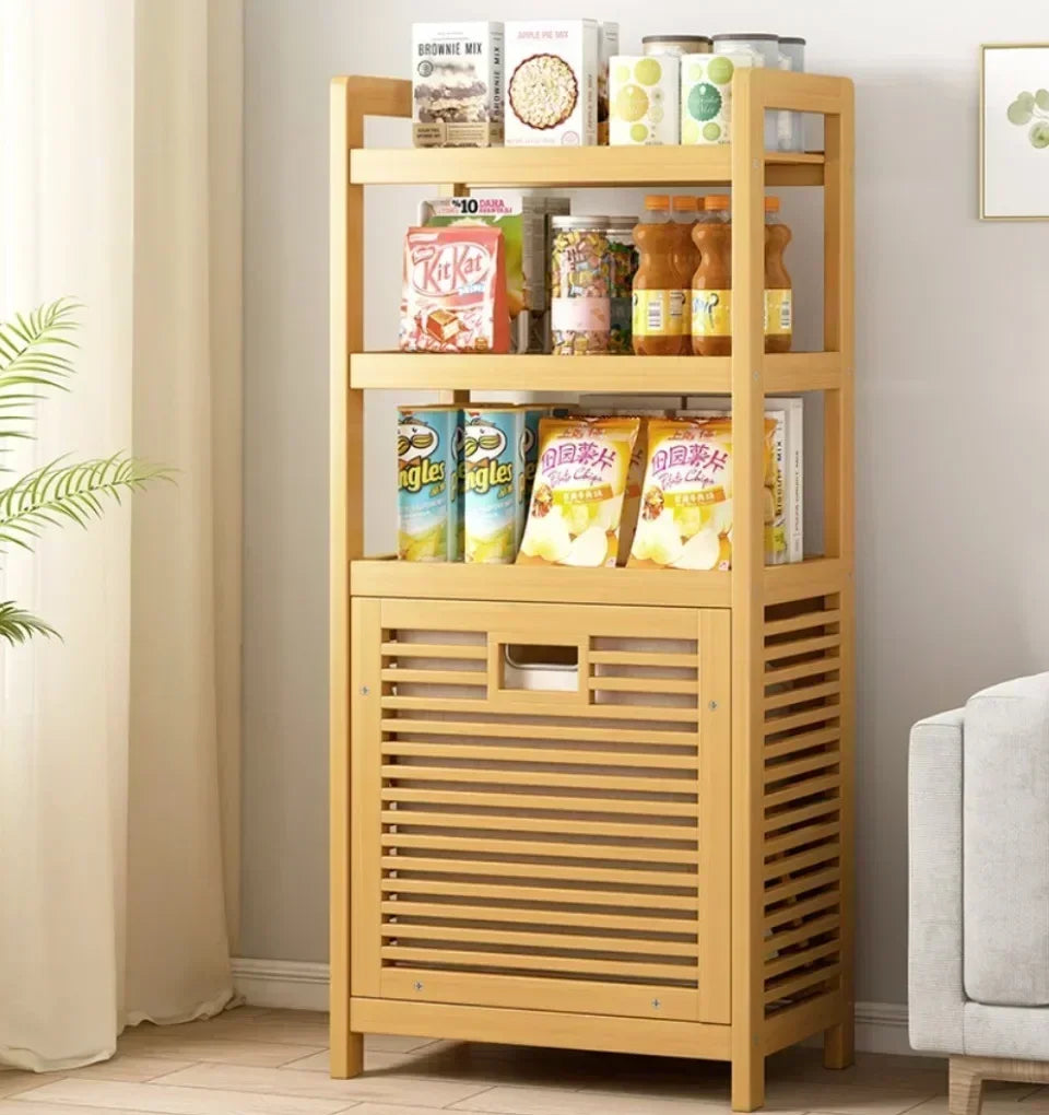 Laundry Hamper Bathroom Rack High-capacity Bamboo Laundry Baskets With Shelf With Tilt Out Basket Wooden Storage Hamper Racks