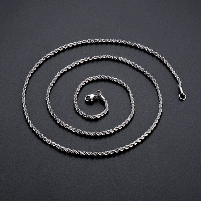 925 Sterling Silver Corda Colar de Corrente para Homens e Mulheres, Moda Pulseira, Largura 2mm 3mm 4mm, 1 Pc
