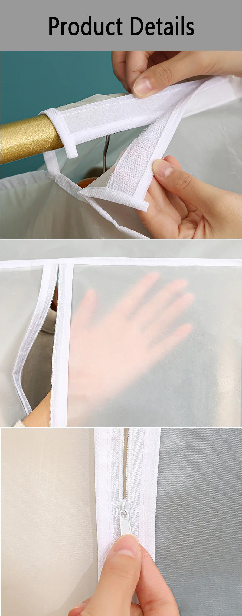 Clothing Dust Cover Transparent Dress Clothes Garment Dust Cover Hanging Organizer Waterproof Dustproof Clothes Wardrobe Storage
