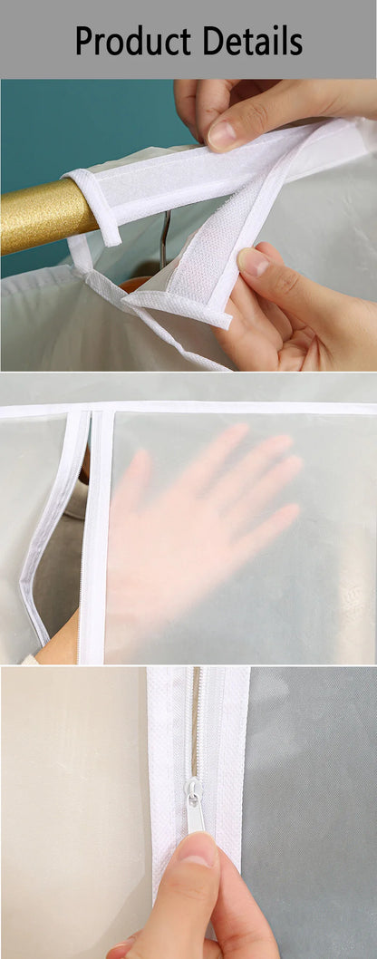 Clothing Dust Cover Transparent Dress Clothes Garment Dust Cover Hanging Organizer Waterproof Dustproof Clothes Wardrobe Storage