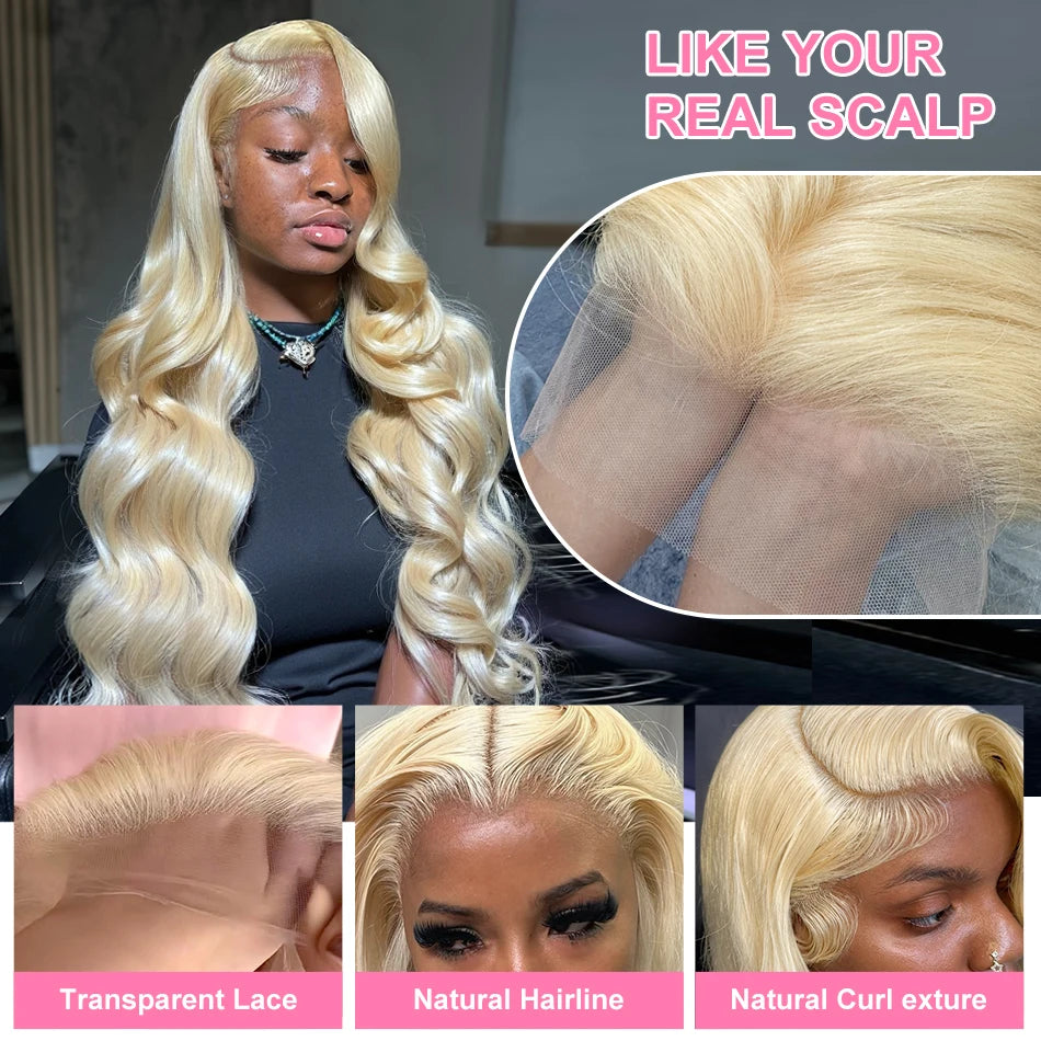 30 40 Inches Body Wave 613 Honey Blonde Lace Wig HD Transparent 13x4 Lace Front Human Hair Wigs Colored 13x6 Lace Frontal Wigs