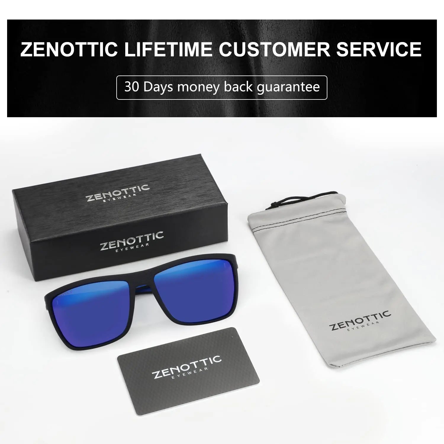 ZENOTTIC Polarized Sunglasses for Men Shades Lightweight TR90 Frame UV400 Protection Square Outdoor Travel Driving Sun Glasses