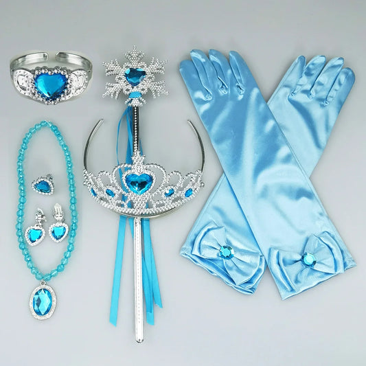Girls Cosplay Elsa Anna Princess Crown Magic Wand Costume Headband Party Rhinestone Hair Bands For Kids Hairband Gifts Toys