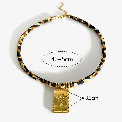 GHIDBK Europe and America Exaggerated Stainless Steel Heart Sun Pendant Necklace Vintage Trend Leopard Print Necklaces for Women