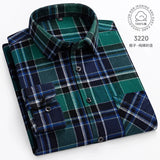 Men Fashion Long Sleeve Brushed Flannel Shirt Single Pocket Comfortable 100% Cotton Casual Slim Fit Button-down Plaid Shirts 8XL