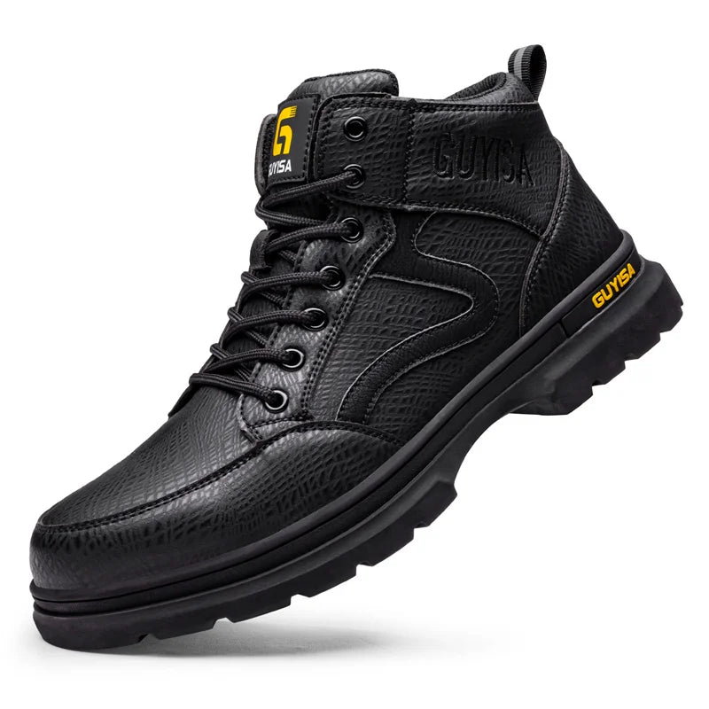 Latest 2023 Waterproof Men Leather Boots Steel Toe Cap Safety Work Shoes Anti Smashing Indestructible Construction Welding Boots