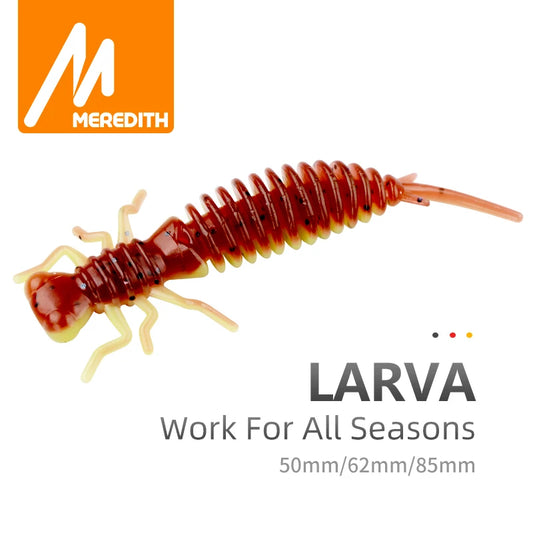 Señuelos blandos MEREDITH Larva de 50 mm, 62 mm y 85 mm, señuelos artificiales para pesca, gusanos de silicona, lubina, lucio, pececillo, swimbait, jigging, cebos de plástico.