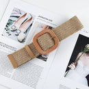 Summer Fashion Women Straw Belt Casual Bohemian Wide Summer Braided Waistbelt  Buckle Elastic Female Straw Waist Belt