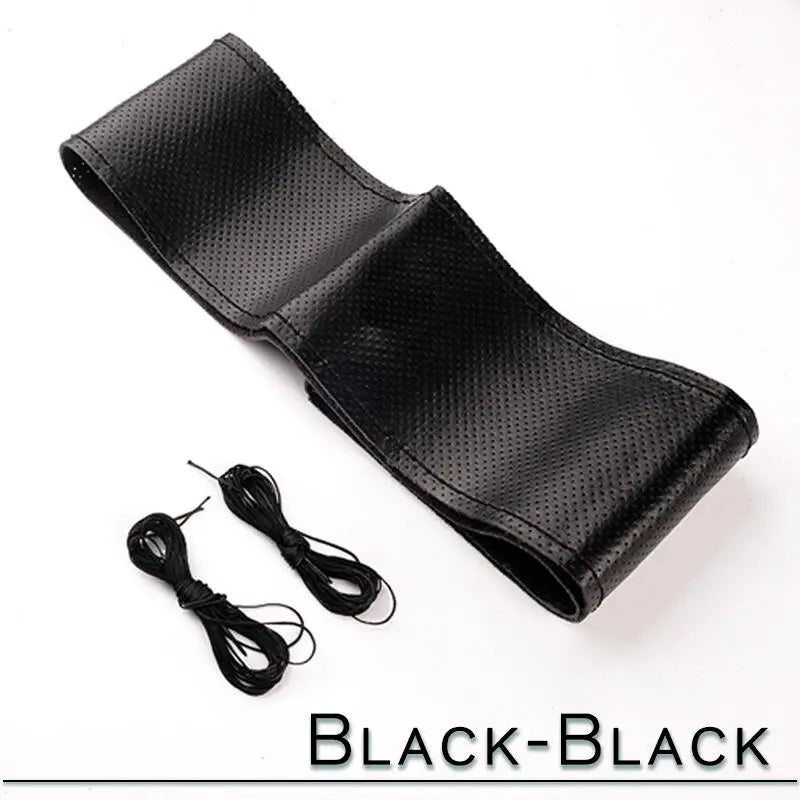 38cm 15inch Car Steering Wheel Braid Cover Artificial leather Needles And Thread Soft Non-slip Auto Interior Accessories Kits
