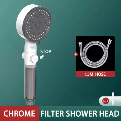 10 Mode Filter Shower Head Adjustable High Pressure Water Saving Shower One-click Water Stop Skin Care Shower Head Universal