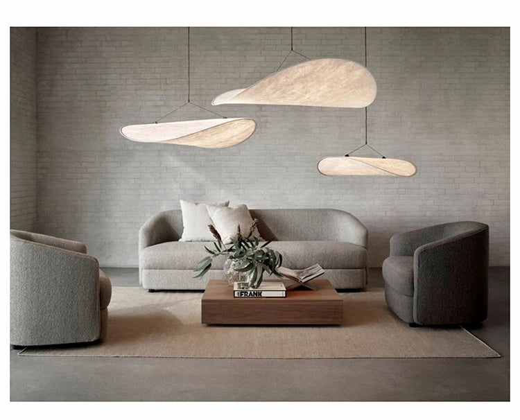 Wabi Sabi Silk Pendant Lamp Modern LED Ceiling Chandelier Light for Living Room Dining Bedroom Indoor Home Decor Light Fixtures