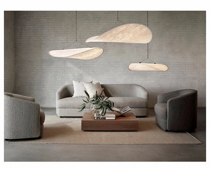 Wabi Sabi Silk Pendant Lamp Modern LED Ceiling Chandelier Light for Living Room Dining Bedroom Indoor Home Decor Light Fixtures