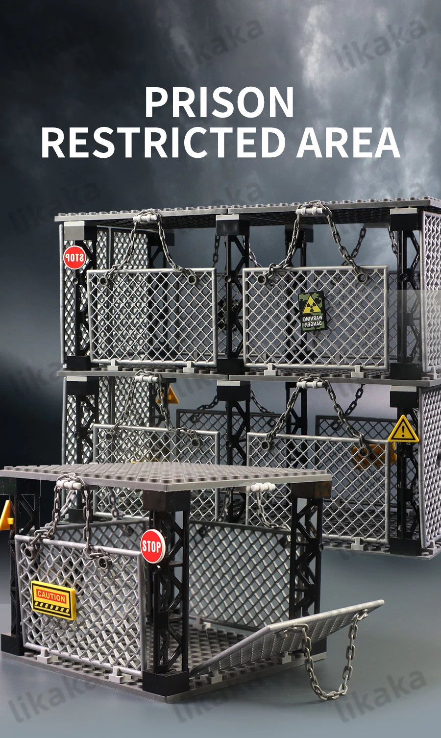 MOC Military Prison Building Blocks Military Restricted Area Trap Blocks Toys Sets DIY Construction Bricks Toys for Boys Gifts